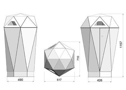 Afvalbak Diamond - Afmetingen