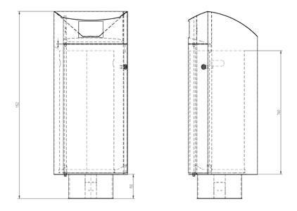 RVS afvalbak Triangle - Afmetingen