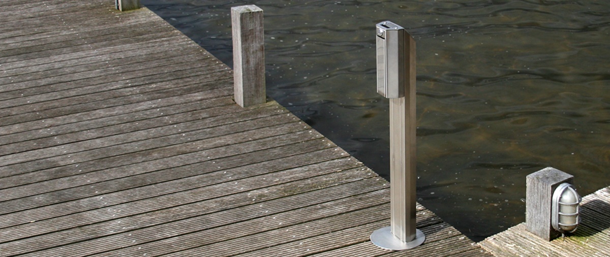 Stainless steel ashtrays for public spaces