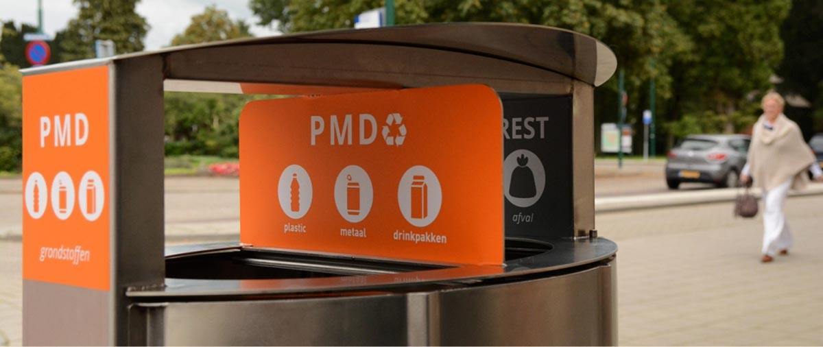 Portfolio PMD afvalbakken uitgevoerd hoogwaardig RVS -